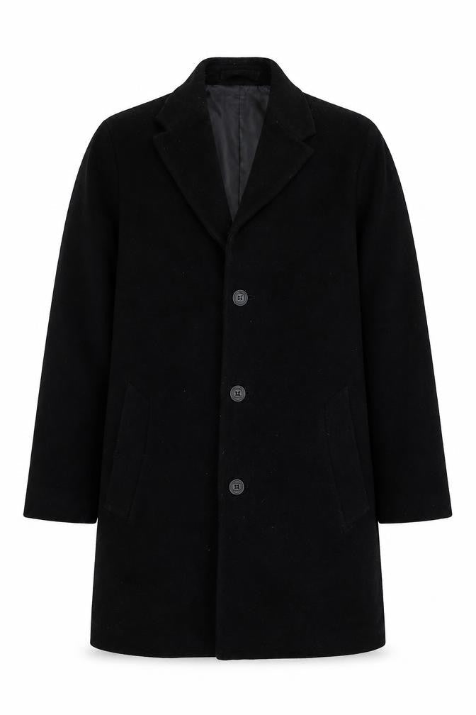 Thomas Nash Men's Black Wool Blend Overcoat Size S Classic Winter Style