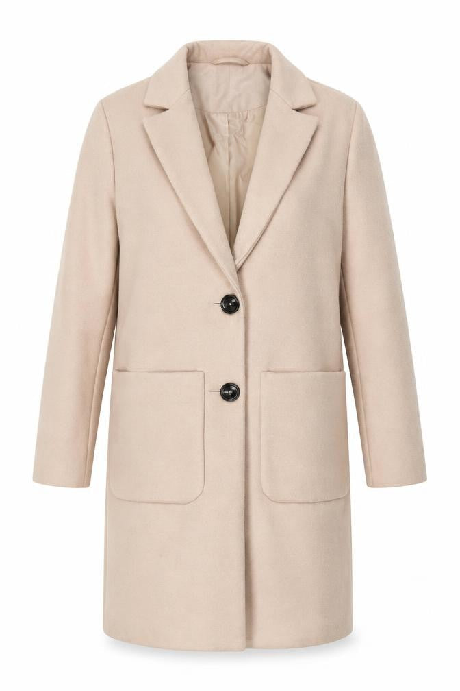 New Look Petite Beige Long Coat Women’s Size 6 Classic Style