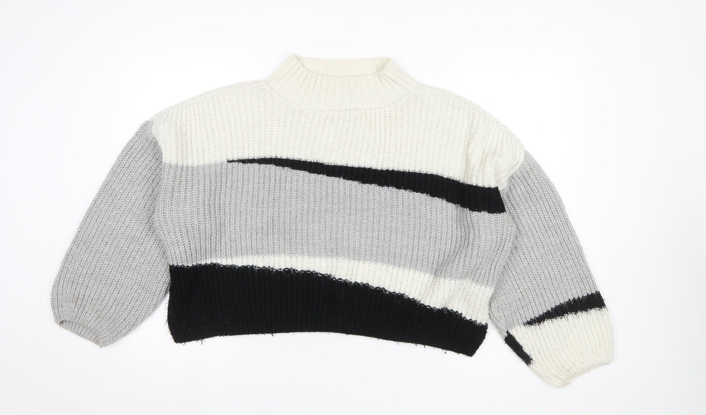 Topshop Women's Multicoloured Mock Neck Chunky Knit Jumper M