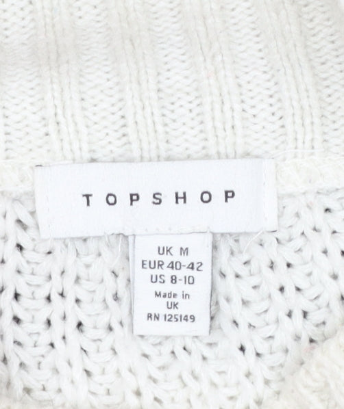 Topshop Women's Multicoloured Mock Neck Chunky Knit Jumper M
