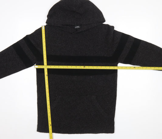 Next Men's Grey Striped Hooded Pullover Jumper Size S