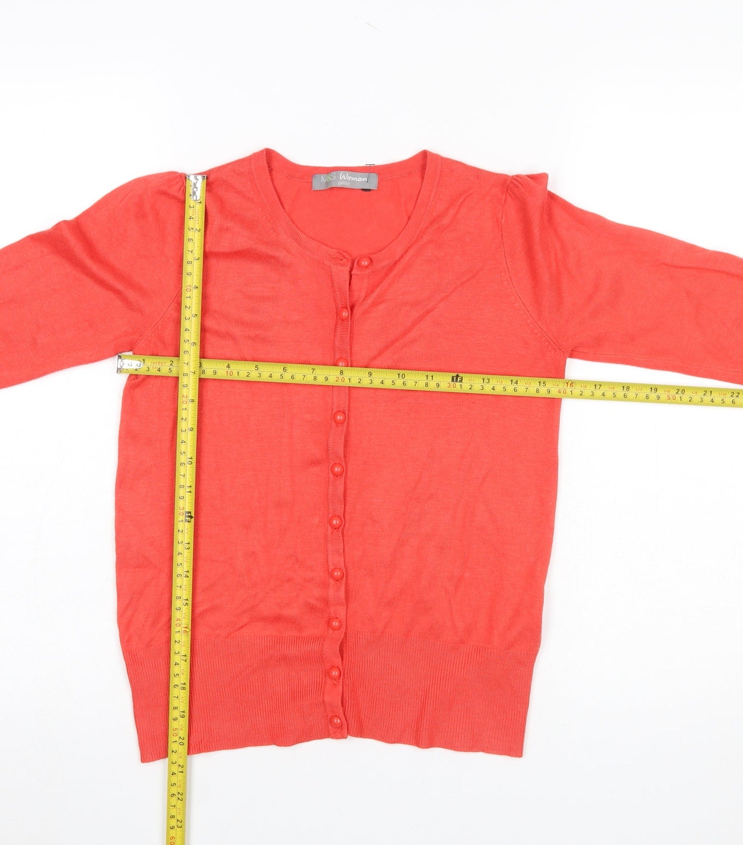 Marks and Spencer Women’s Red Petite Size 6 Crew Neck Cardigan