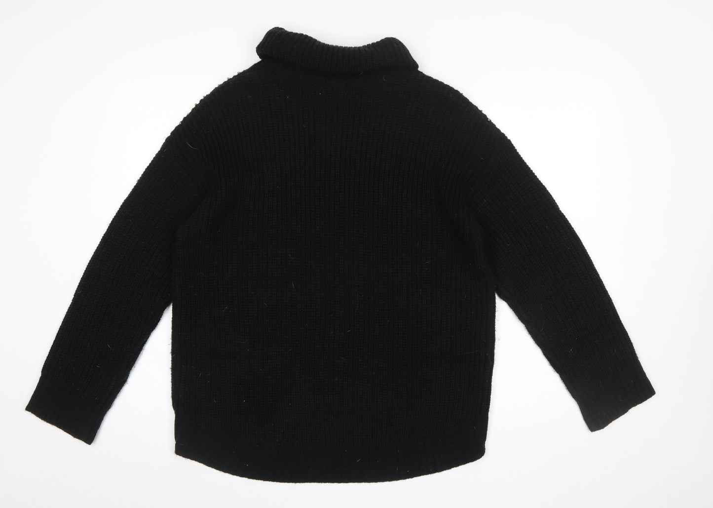 Marks and Spencer Women Black Roll Neck Cable-Knit Jumper Size 14