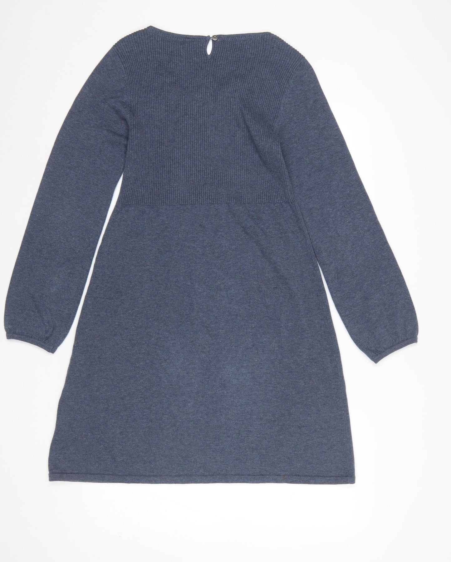 Fat Face Women's Blue Size 12 Knit Jumper Dress Long Sleeve Cotton