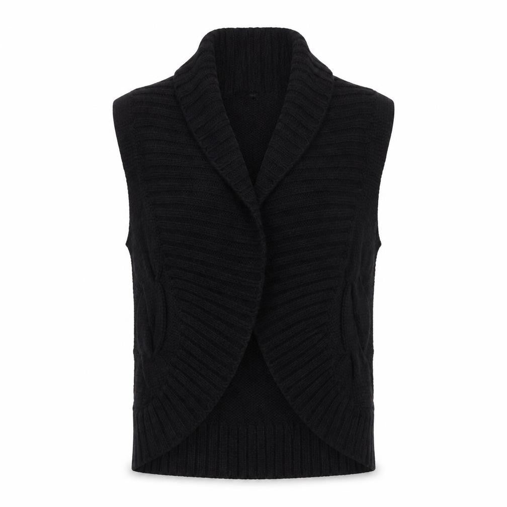Marks and Spencer Womens Black Knit Sleeveless Cable Vest S