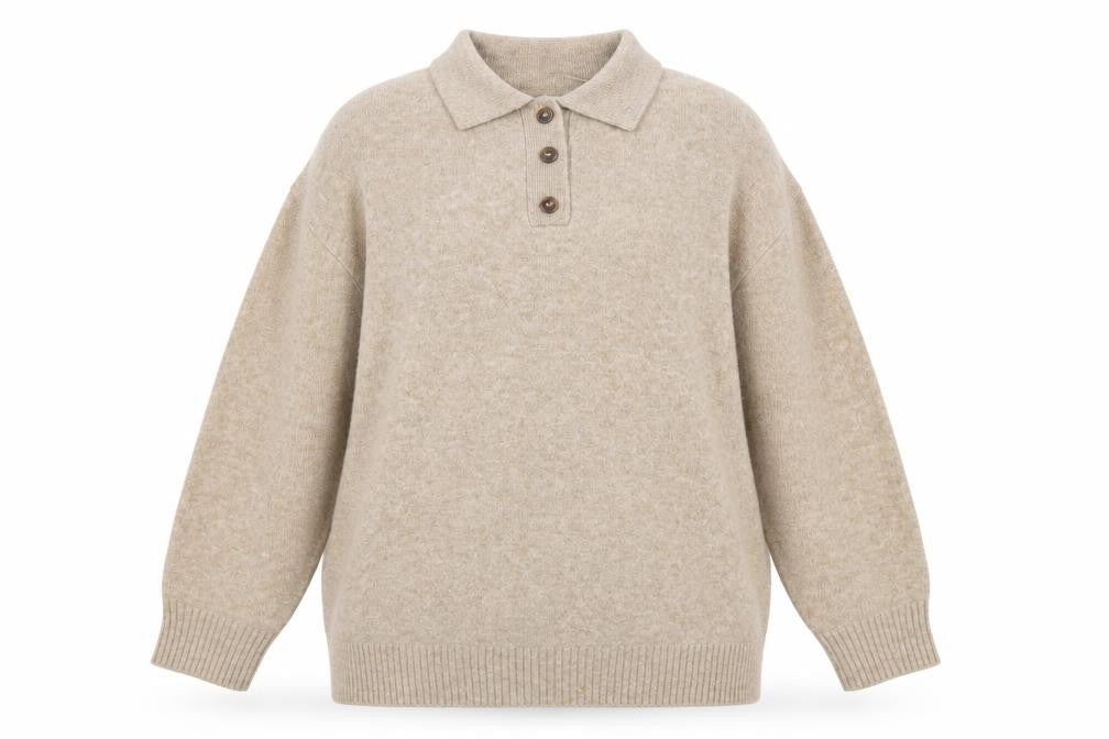 MNG Womens Beige Collared Henley Knit Jumper Size XL