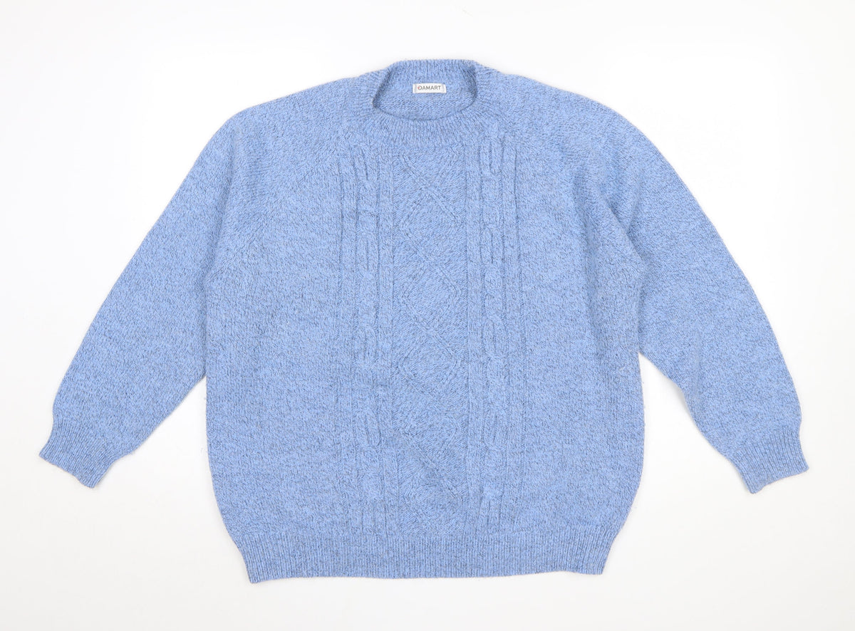 Damart Women's Blue Cable Knit Crew Neck Jumper L