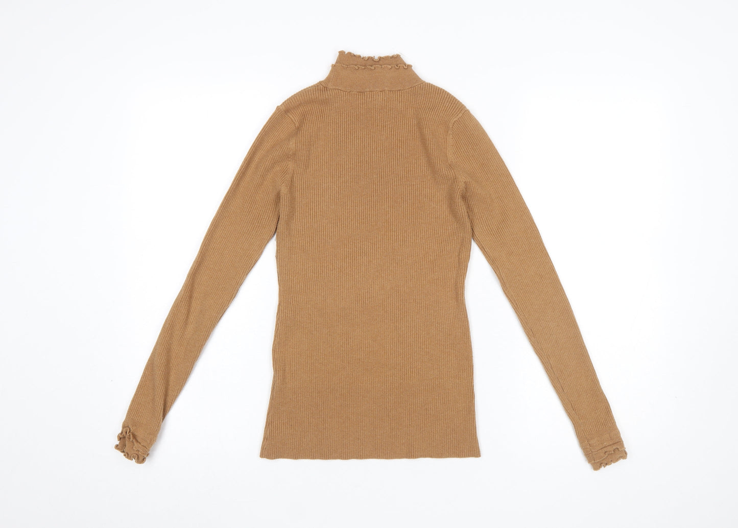 River Island Women’s Beige Roll Neck Ribbed Jumper Size 12