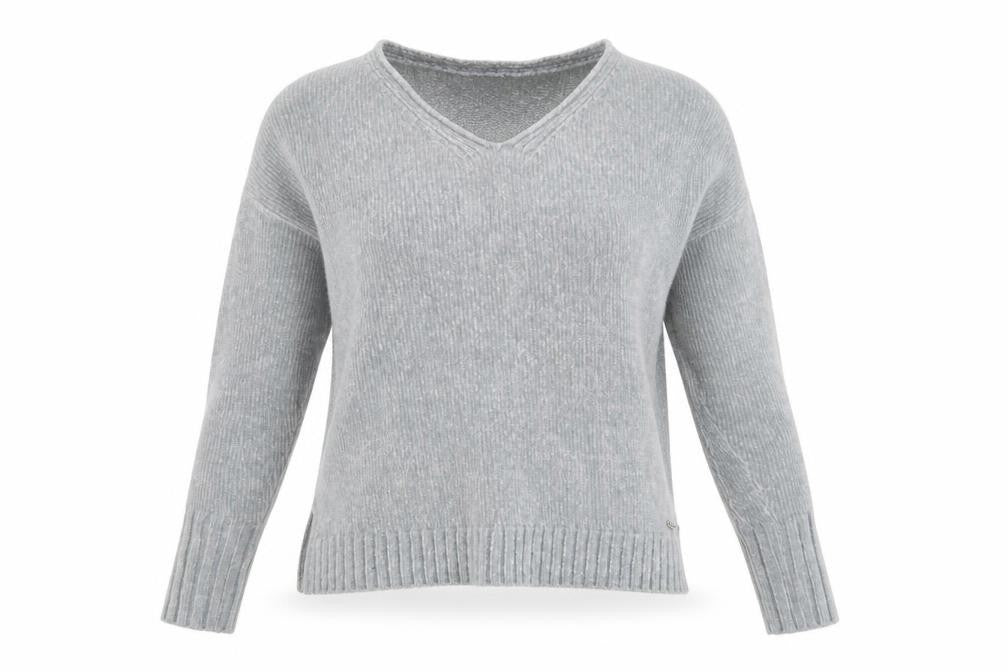 Hollister Women Grey V-Neck Knit Pullover Jumper XS