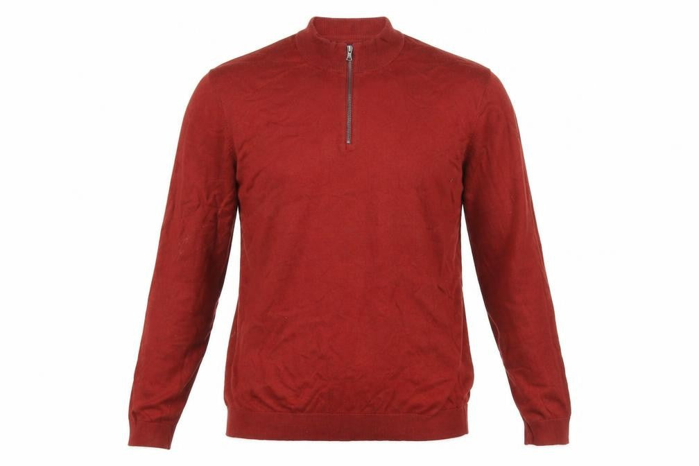 Marks and Spencer Men's Red 1/2 Zip Cotton Jumper Size L