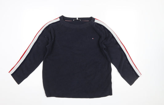 Tommy Hilfiger Women's Blue Cotton Crew Neck Jumper M