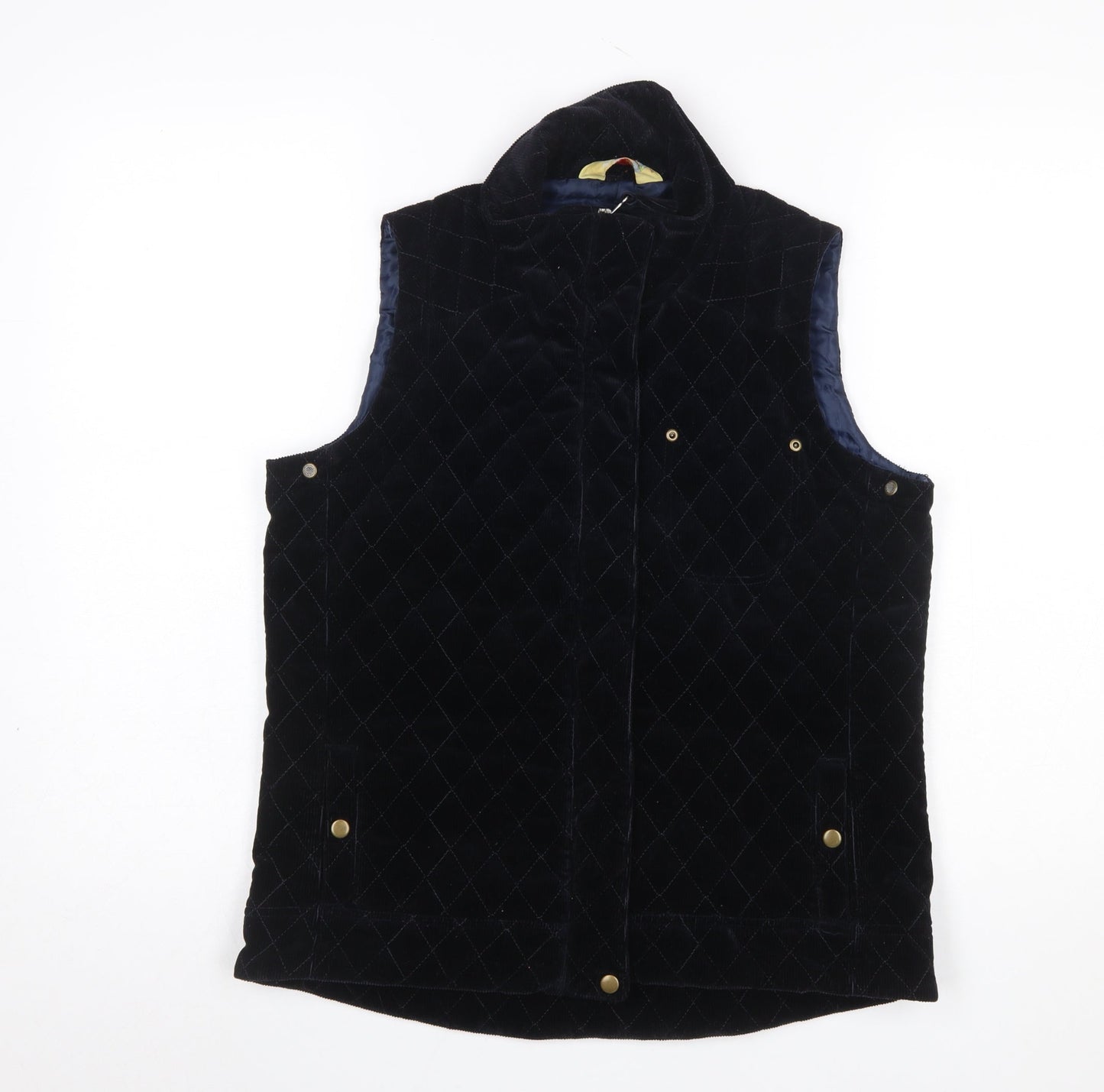 Alice Collins Women’s Black Quilted Velvet Sleeveless Waistcoat Size 12