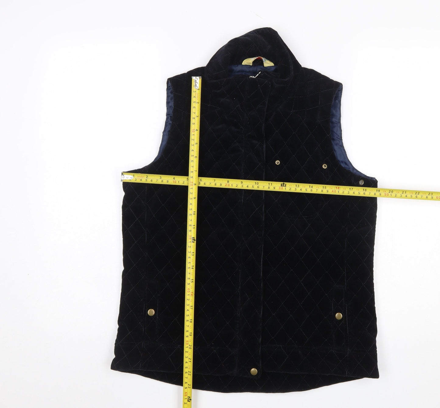 Alice Collins Women’s Black Quilted Velvet Sleeveless Waistcoat Size 12