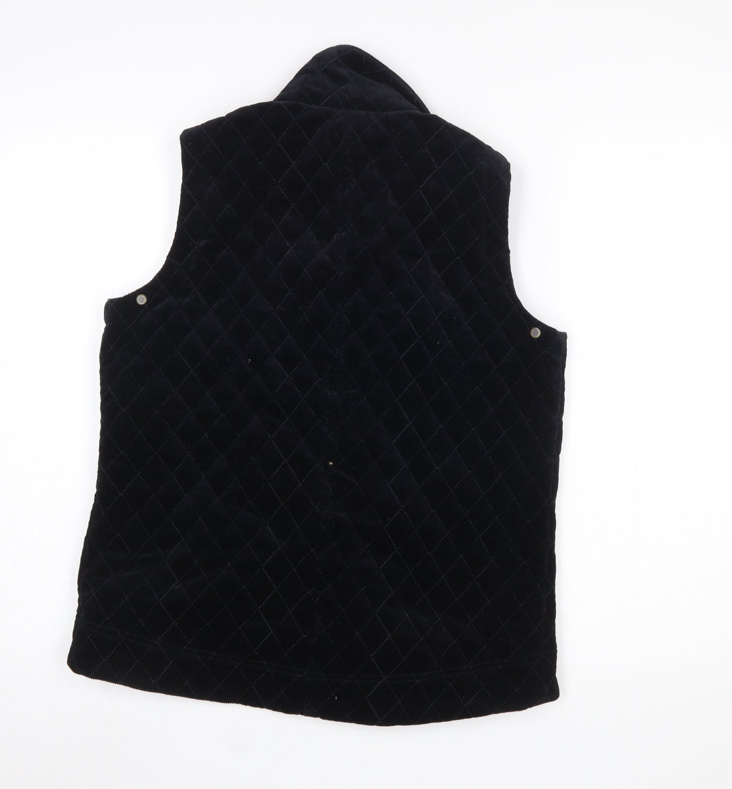 Alice Collins Women’s Black Quilted Velvet Sleeveless Waistcoat Size 12