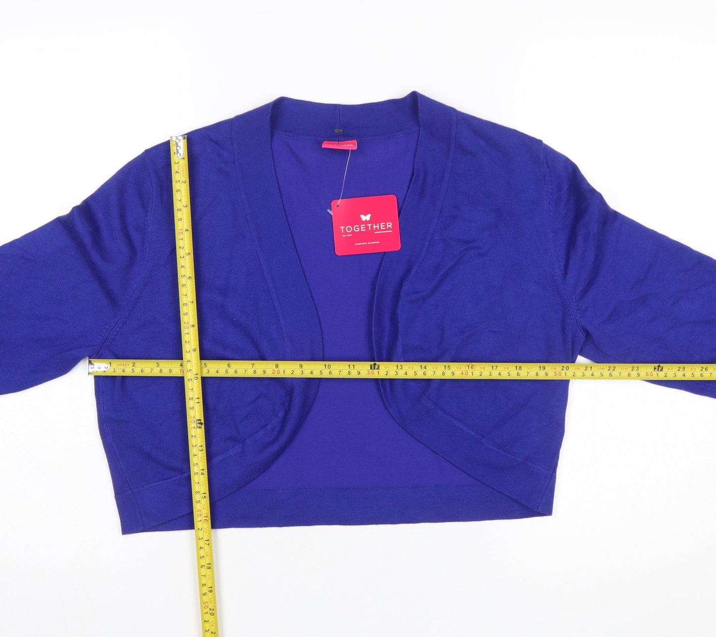 Together Women's Blue 3/4 Sleeve Viscose Cardigan Size 18