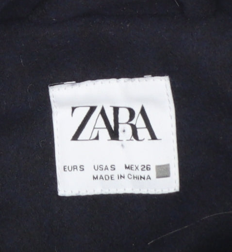 Zara Women’s Blue Cropped Button Jacket Size 8 Polyester Lined