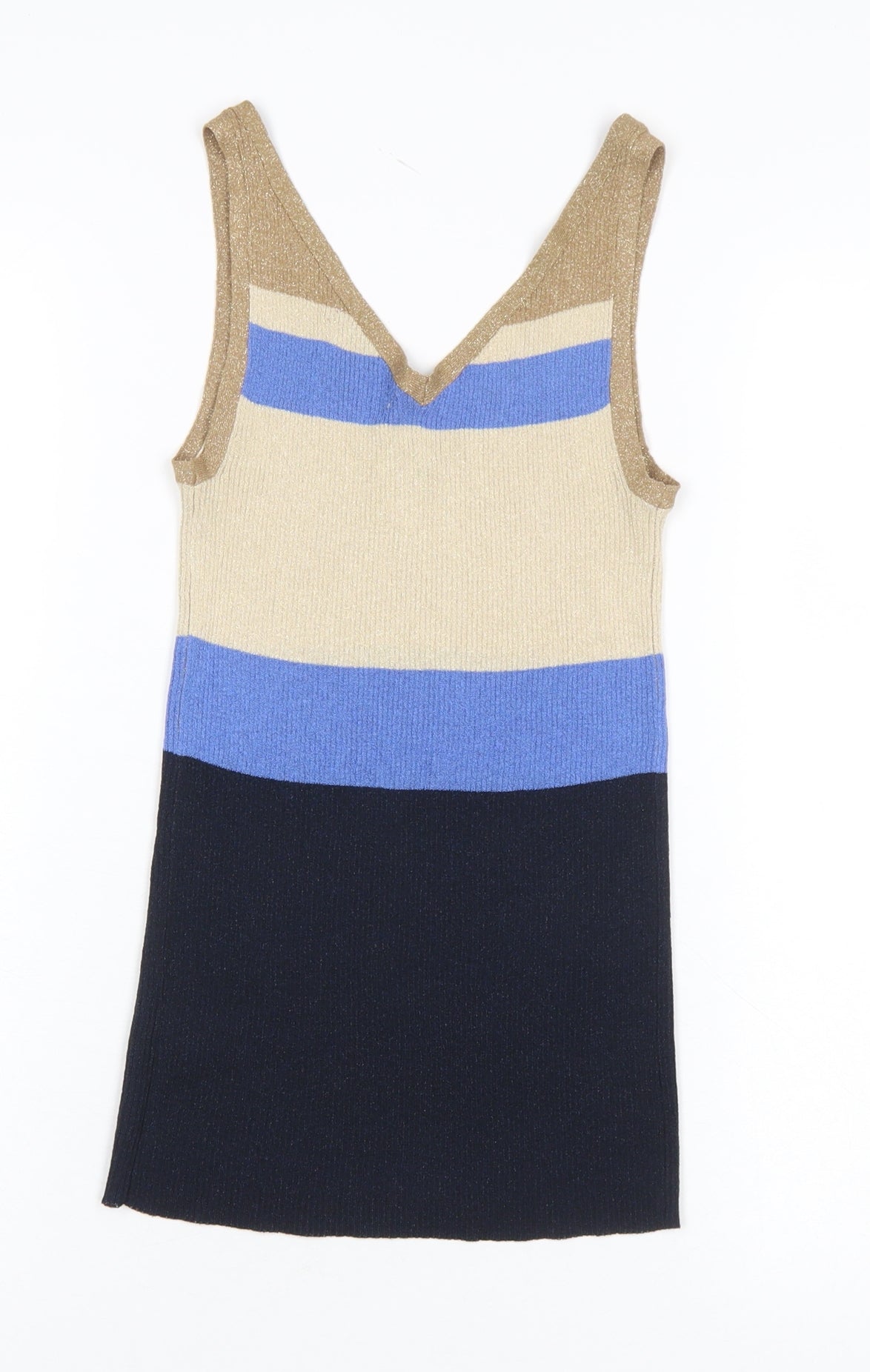 Next Women’s Beige Blue Striped Knit Tank Top Size 6