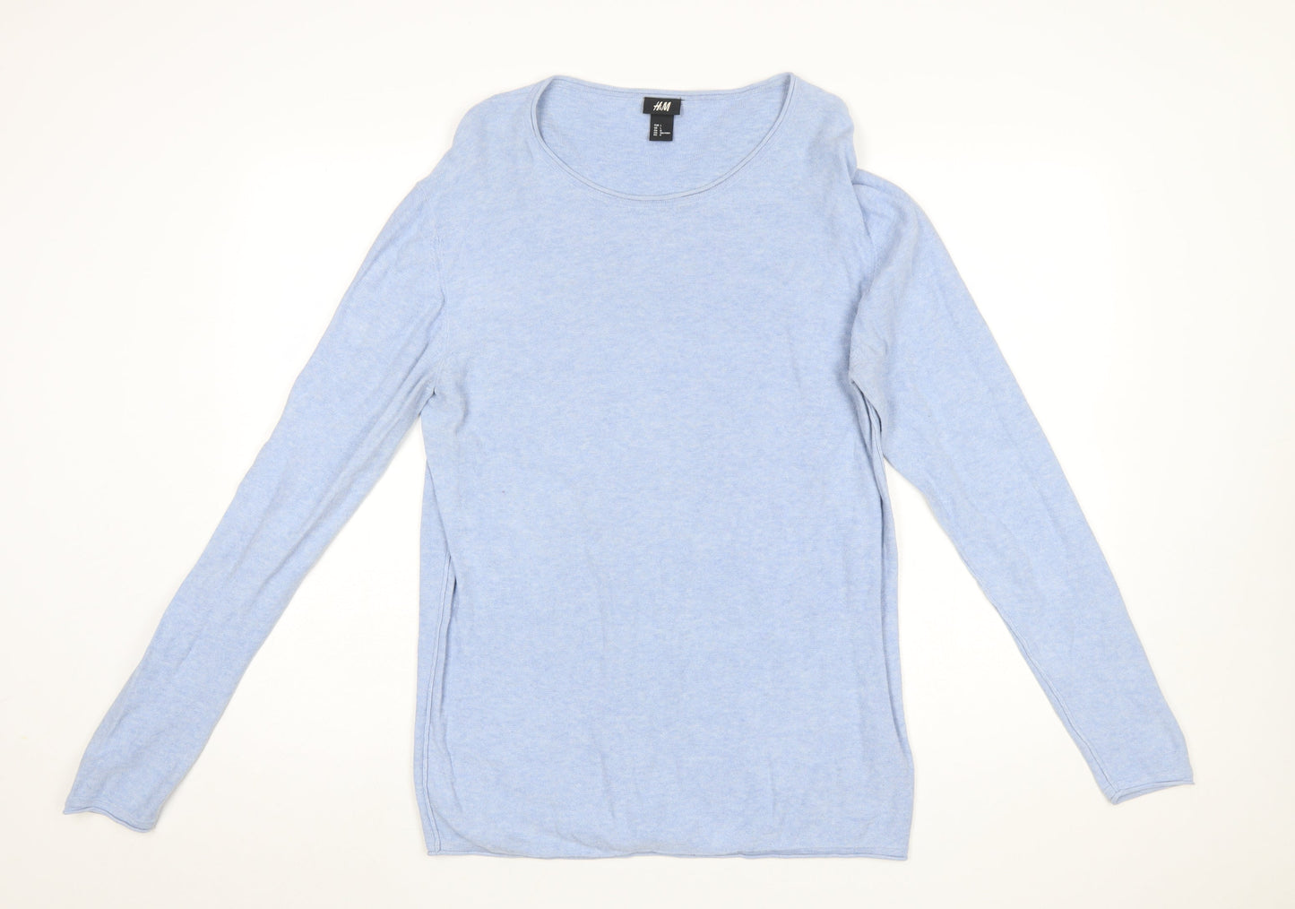 H&M Womens Blue Cotton Long Sleeve Jumper Size 14 Regular Fit