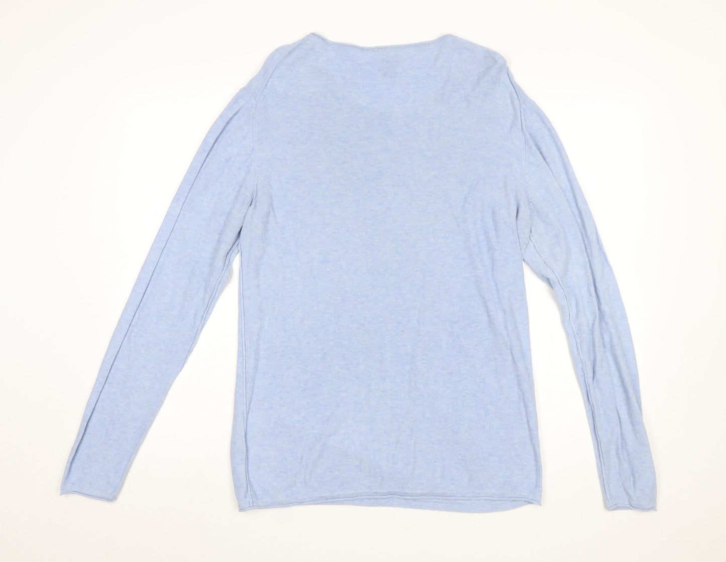 H&M Womens Blue Cotton Long Sleeve Jumper Size 14 Regular Fit