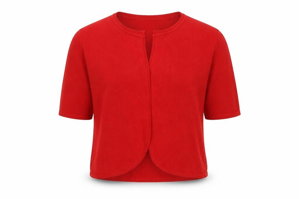 Marisota Women Red Short Sleeve Knit Cardigan Size 16/18