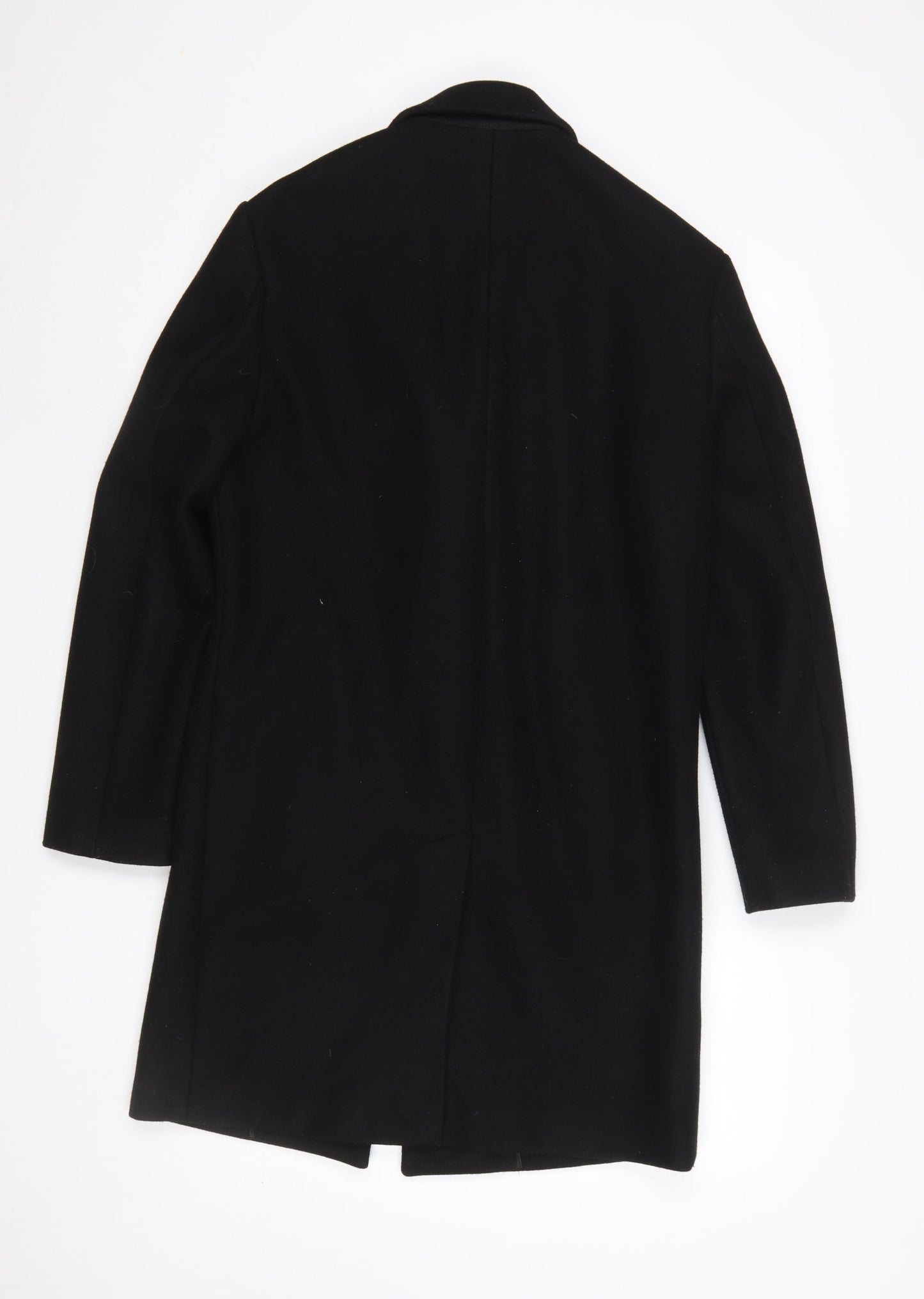 Zara Men's Black Long Overcoat Size S Classic Formal Wool Look