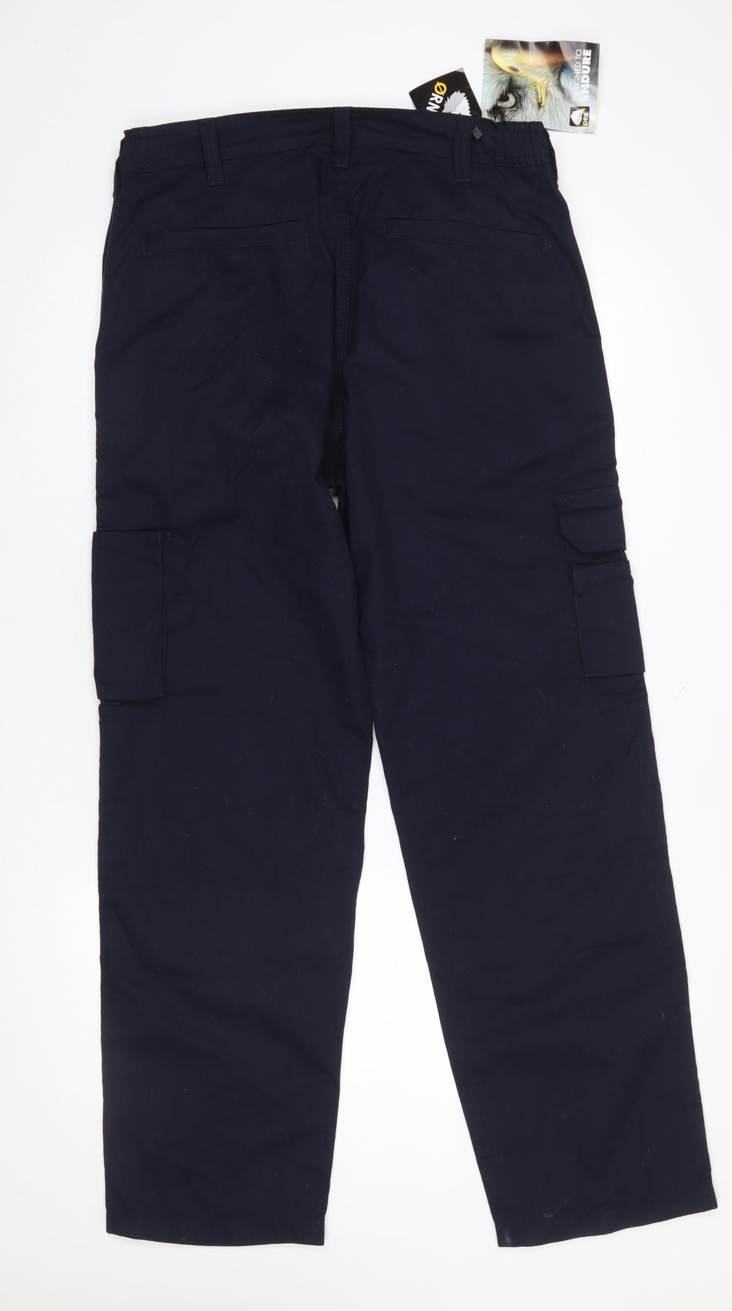 ORN Men’s Navy Blue Workwear Cargo Trousers 34T Polyester Cotton