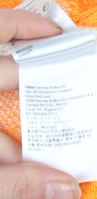 H&M Women’s Orange Check Pullover Jumper XL Knit Acrylic