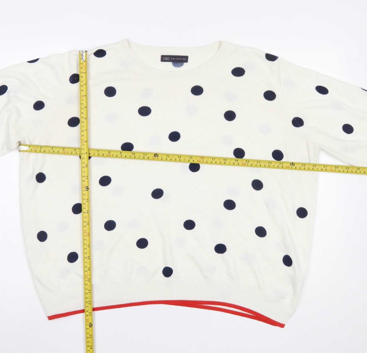 Marks and Spencer Women’s Ivory Polka Dot Knit Jumper Size 22