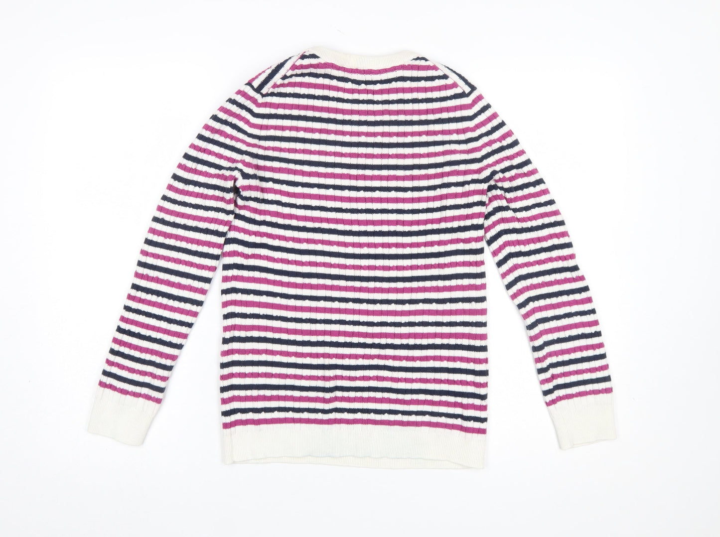 Crew Clothing Women’s Multicoloured Stripe Cotton Cashmere Jumper Size 12