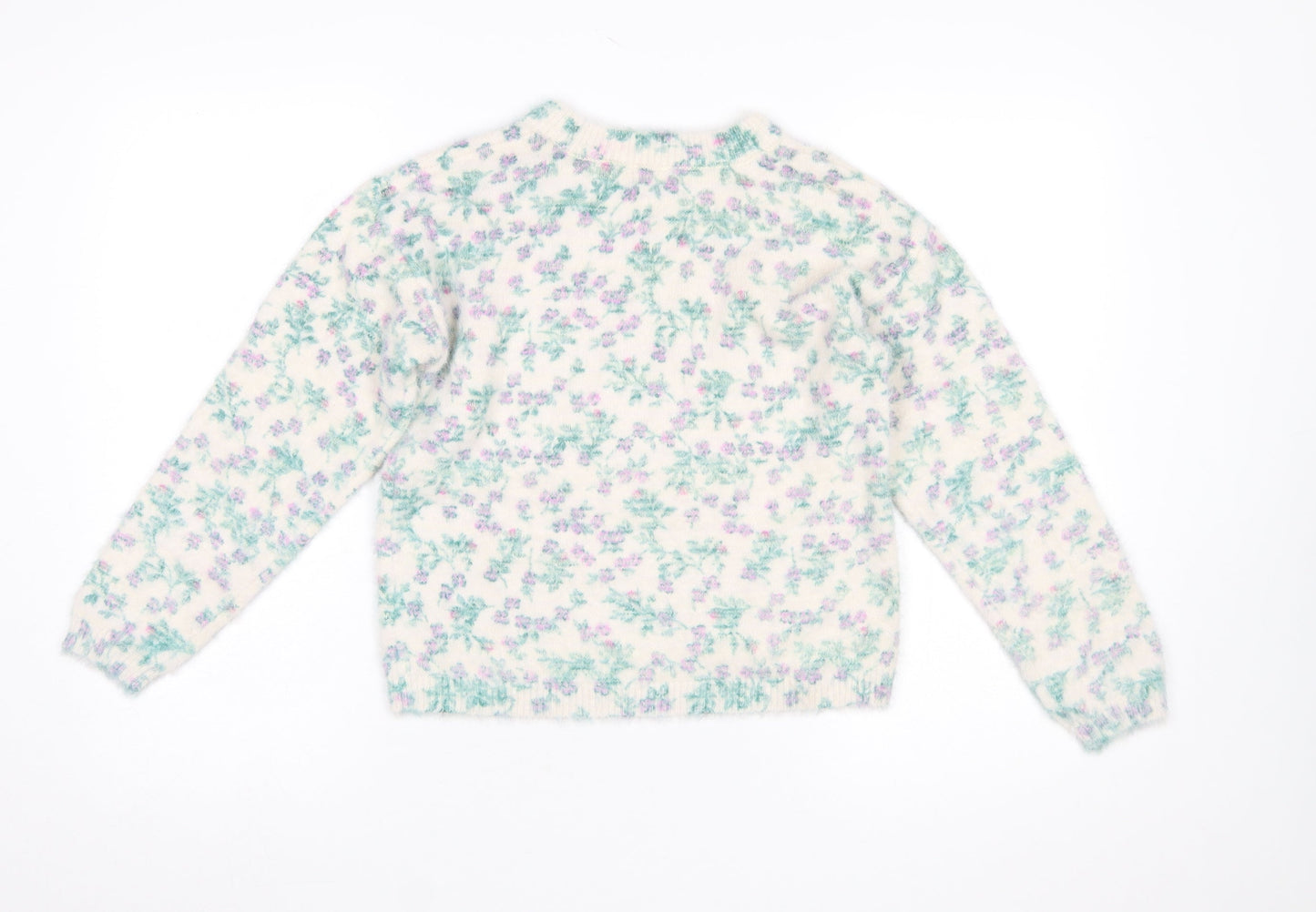 Franki by Francesca’s Girls Ivory Floral Pullover Jumper Size 12 Nylon Blend