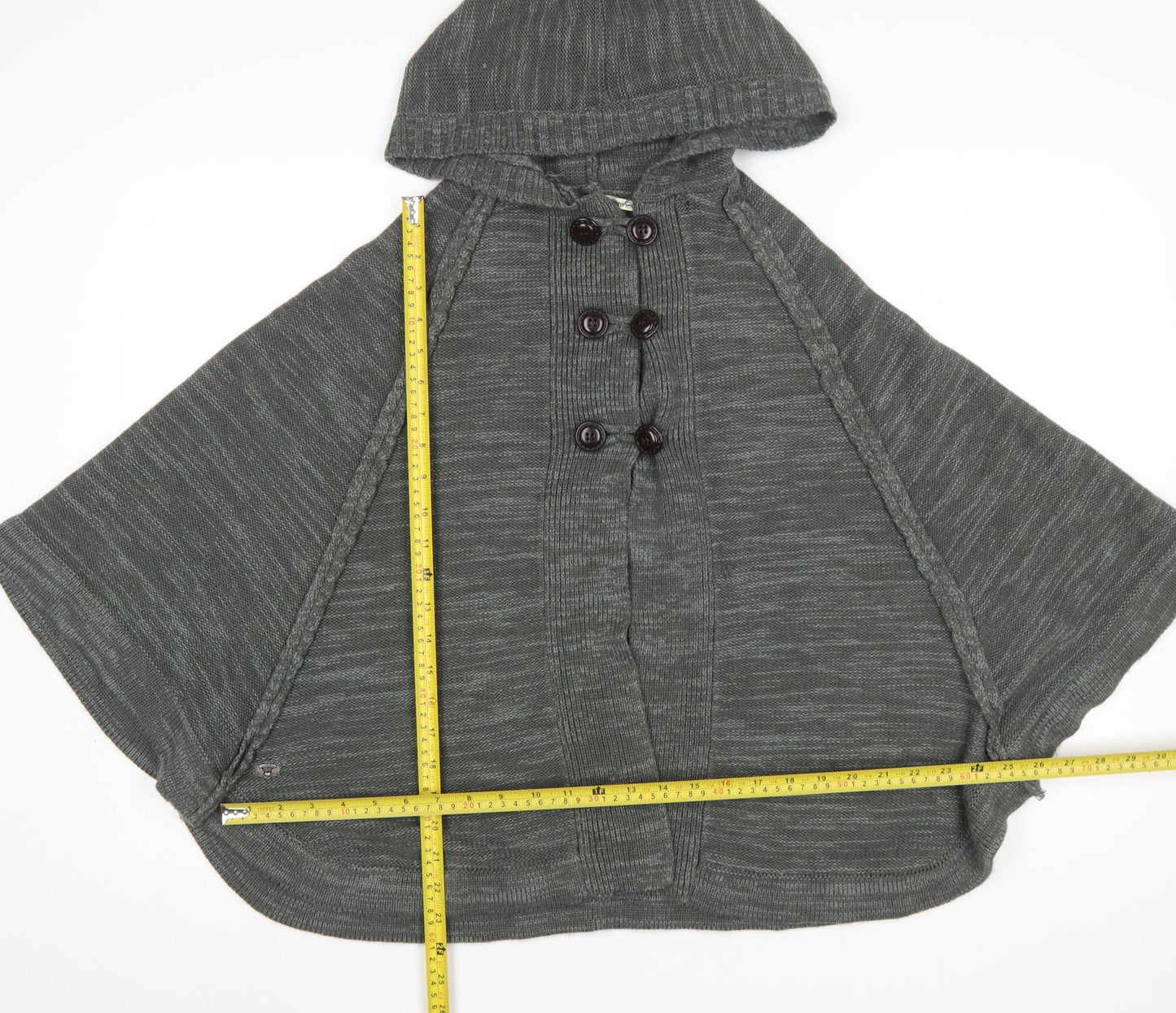 Heaven Sent Womens Grey Hooded Knit Cape Jumper Size 10