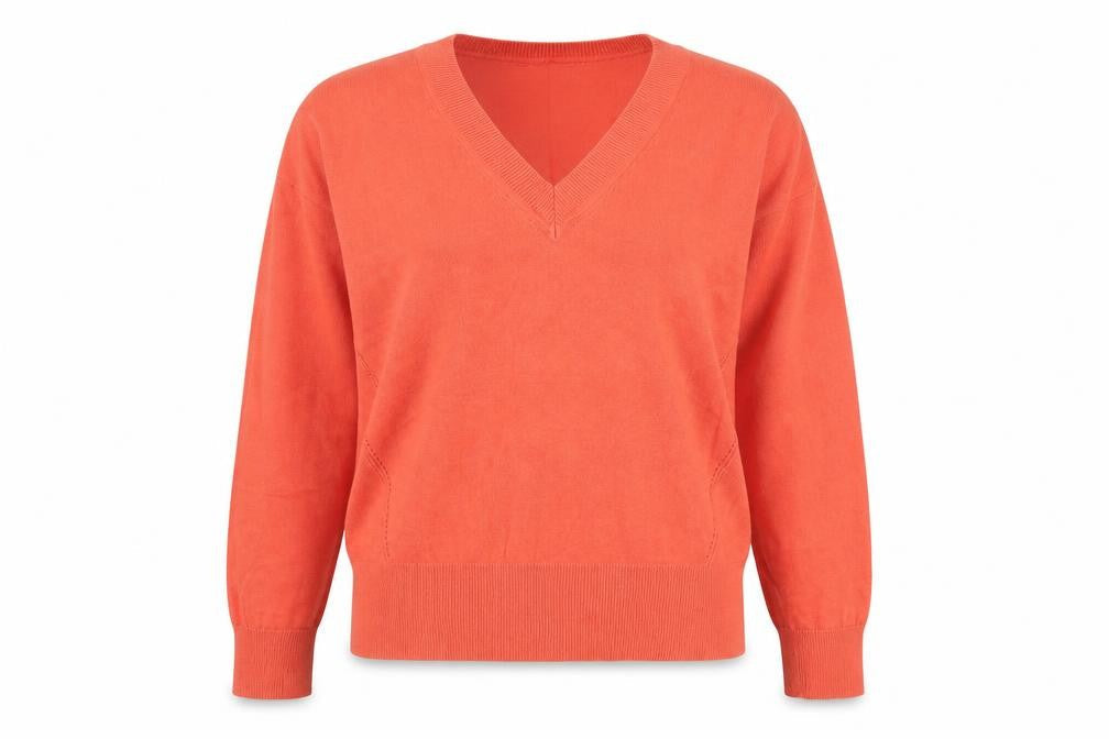 Marks and Spencer Women Orange V-Neck Cotton Jumper Size S