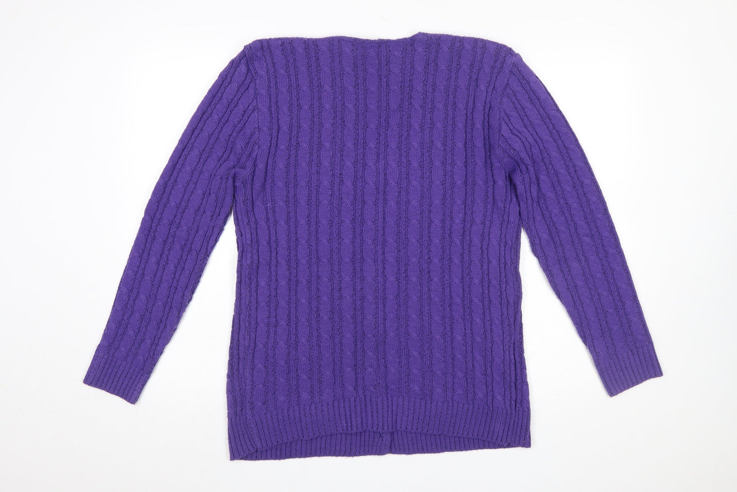 Fashion Alert Women's Purple Cable Knit V-Neck Cardigan M