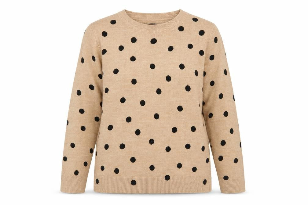 Marks and Spencer Women Beige Polka Dot Acrylic Jumper M