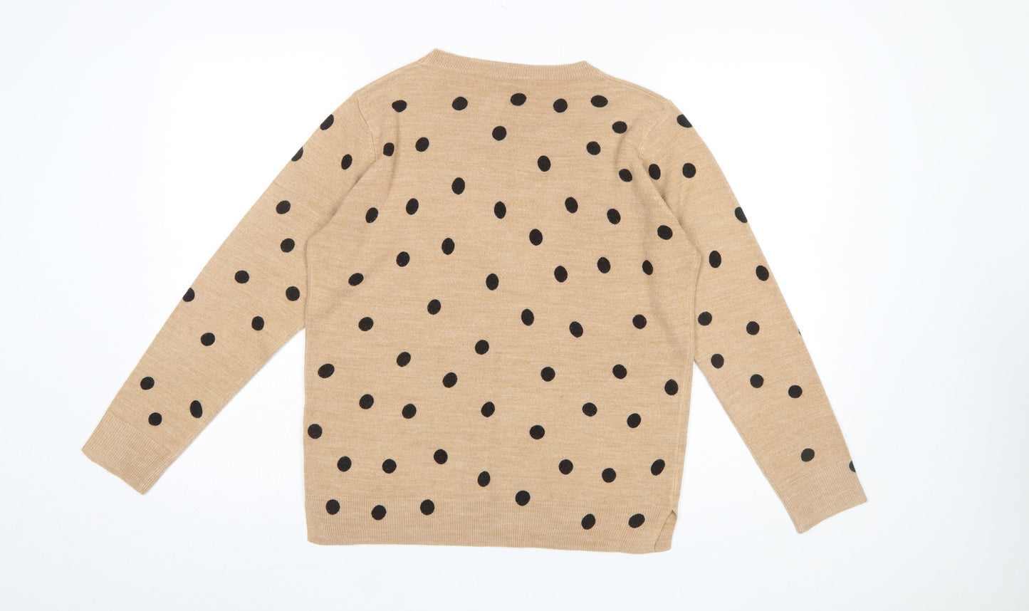 Marks and Spencer Women Beige Polka Dot Acrylic Jumper M
