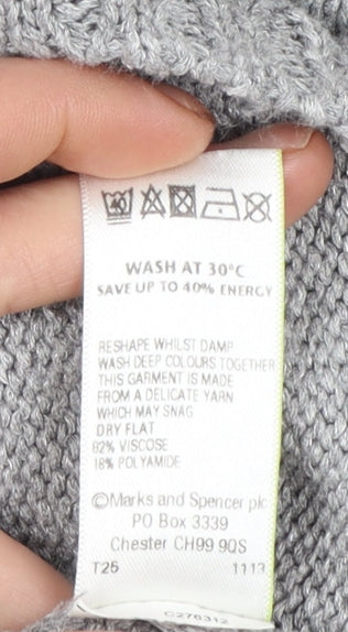 Marks and Spencer Per Una Women’s Grey Asymmetric Knit Jumper Size 18