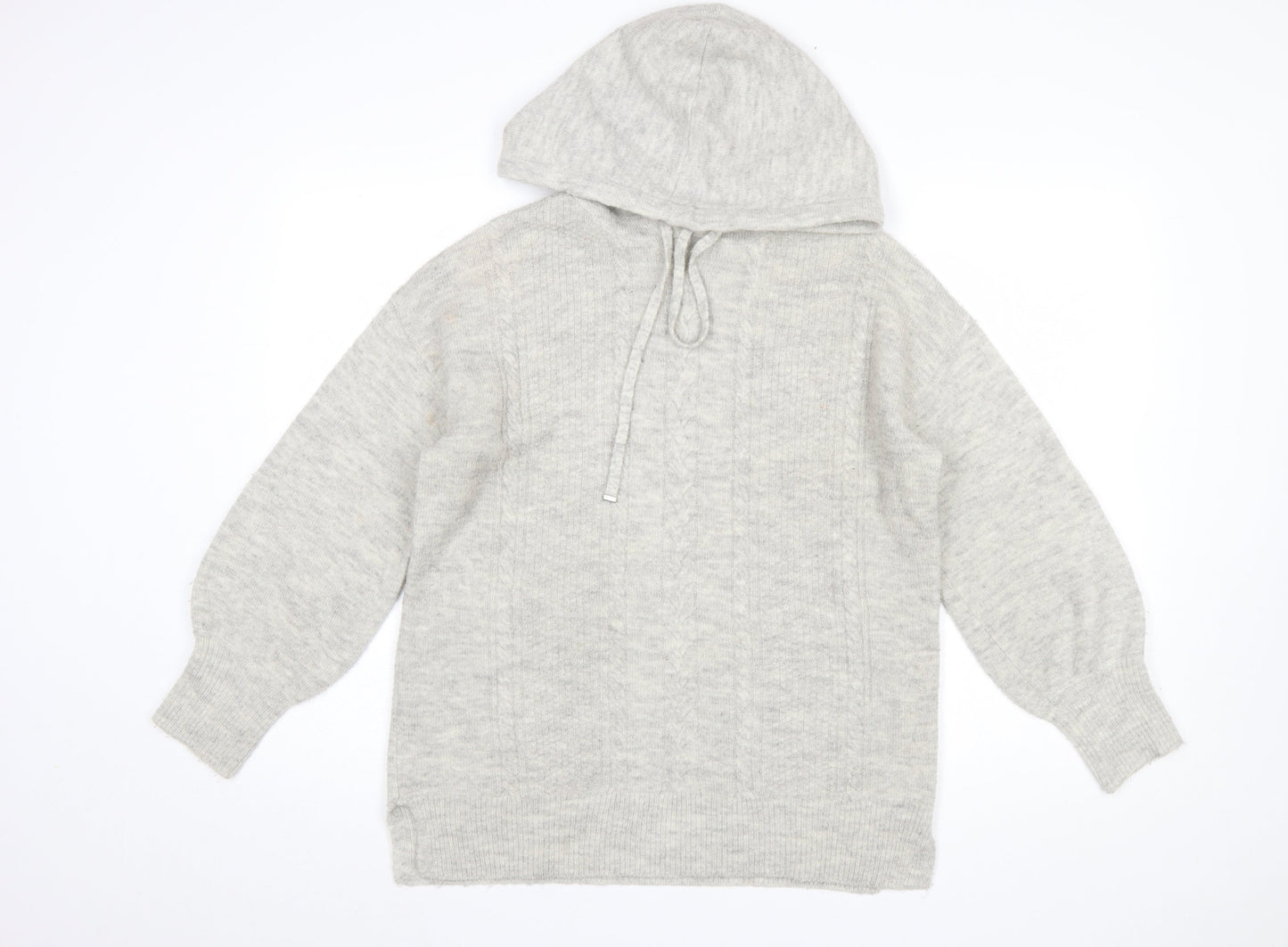Monsoon Women's Grey Hooded Knit Pullover Jumper Size S