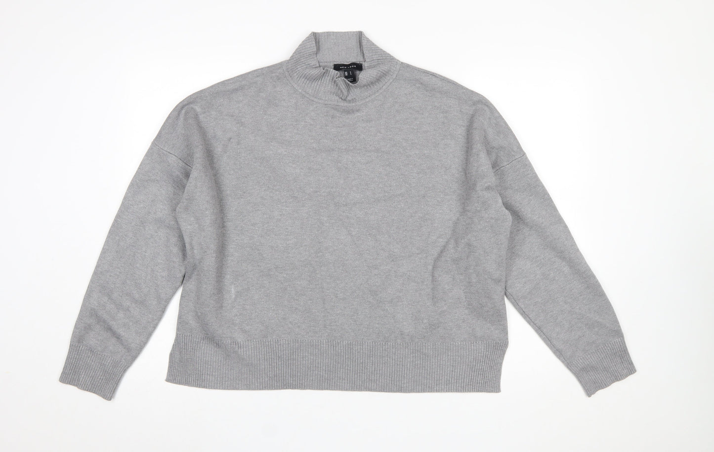 New Look Women Grey Mock Neck Knit Pullover Jumper Size L