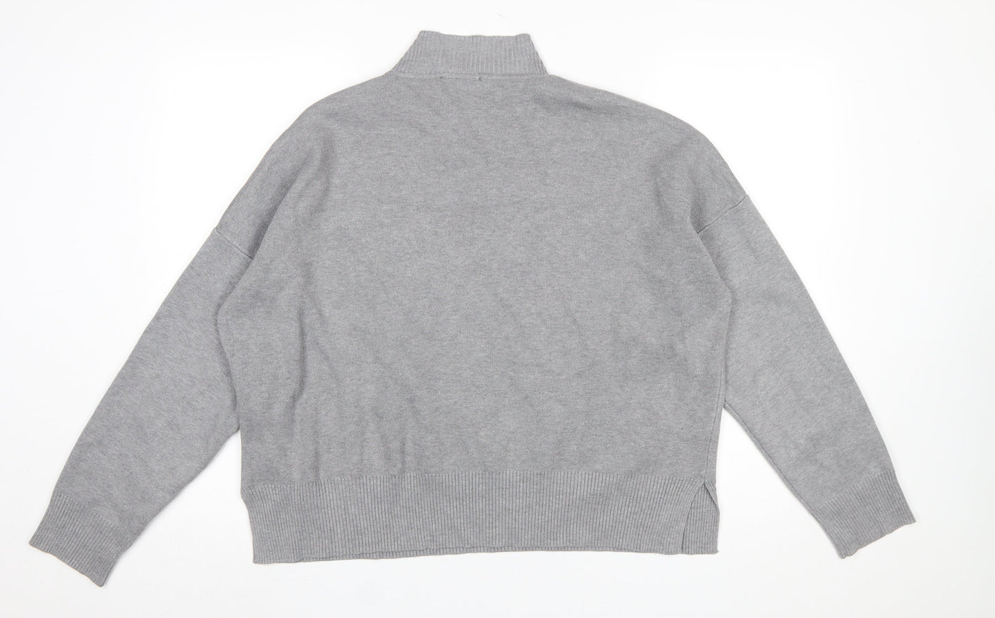 New Look Women Grey Mock Neck Knit Pullover Jumper Size L