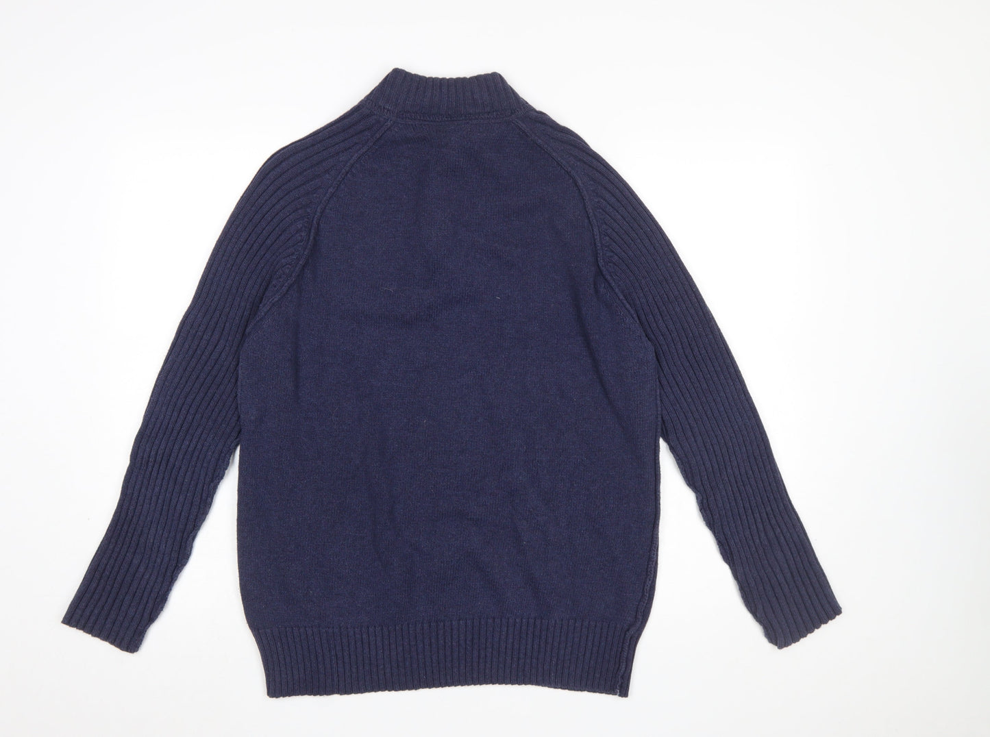 B.U.M. Equipment Men's Blue Cotton 1/4 Zip Knit Jumper Size M