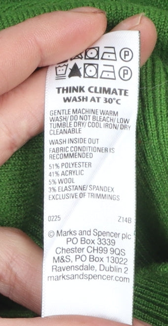 Marks and Spencer Women's Green V-Neck Pullover Jumper XS