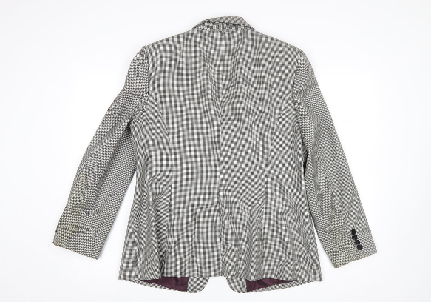 Austin Reed Women's Grey Wool Houndstooth Blazer Jacket Size 16 Classic Fit