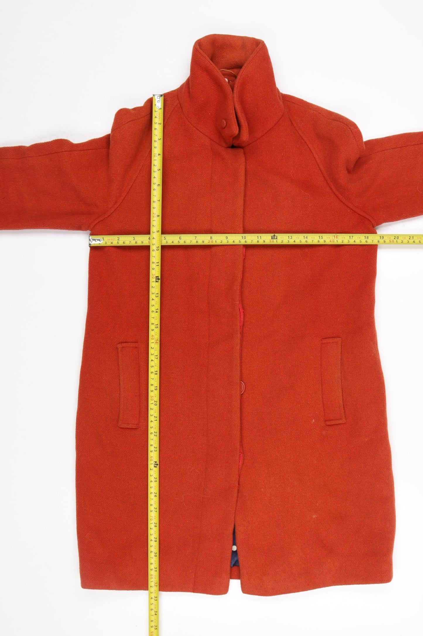 Dickins & Jones Women's Red Wool Mid-Length Overcoat Size 8