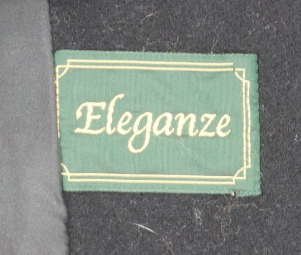 Eleganze Women's Black Wool Blend Fur Collar Overcoat Size 14