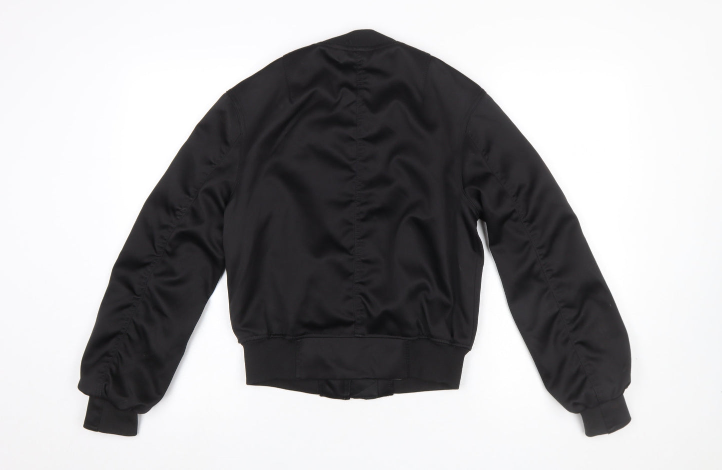 H&M Womens Black Bomber Jacket XS Lightweight Casual Zip Up