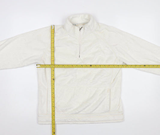 Weird Fish Women Ivory Fleece Pullover Sweatshirt M 1/4 Zip Polyester