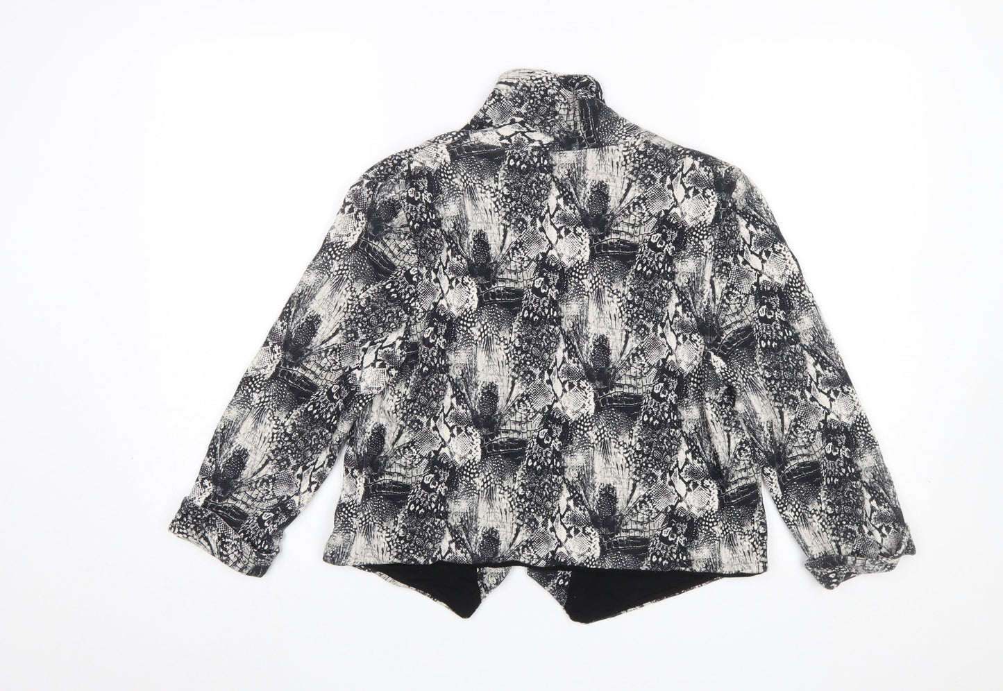 H&M Women's Black Snake Print Blazer Jacket Size 12 Single Breasted