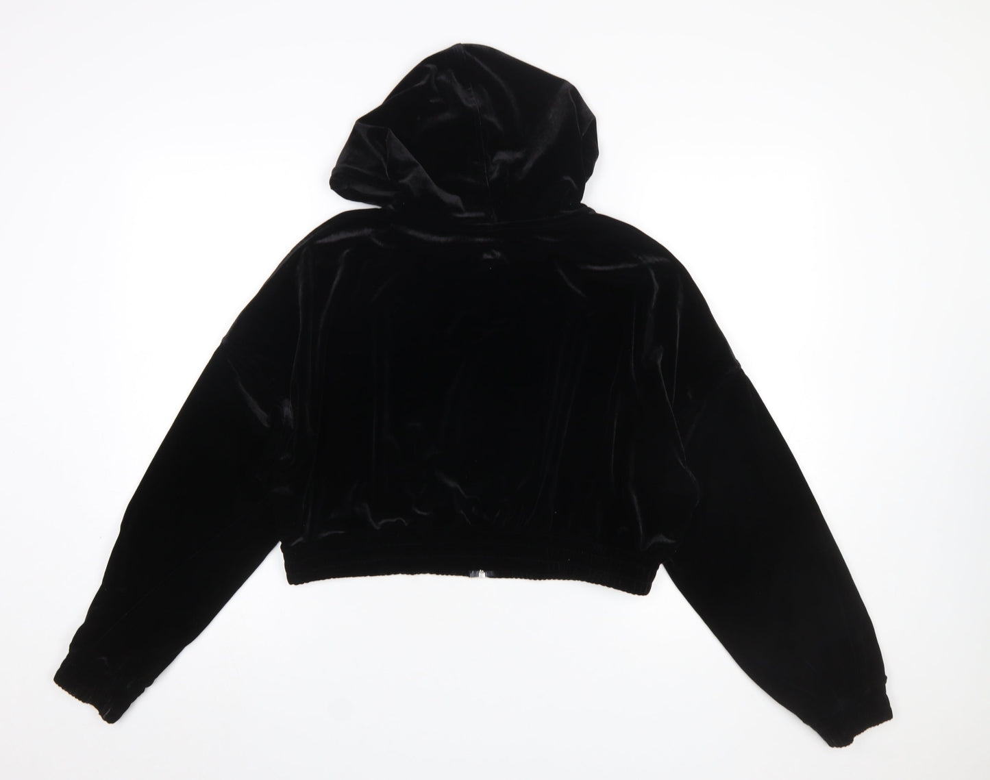 H&M Divided Women Black Velvet Full Zip Hoodie L