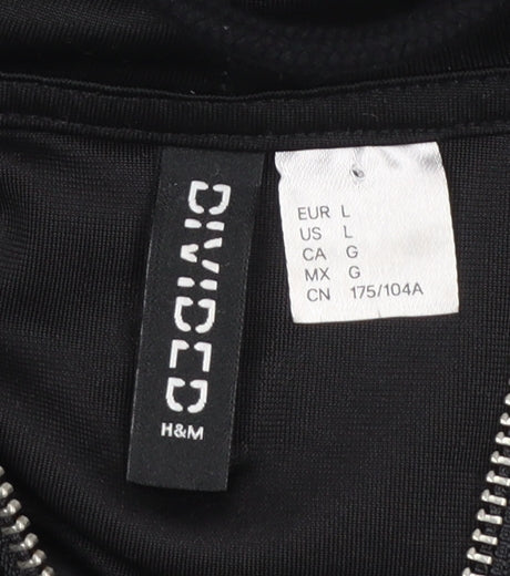H&M Divided Women Black Velvet Full Zip Hoodie L