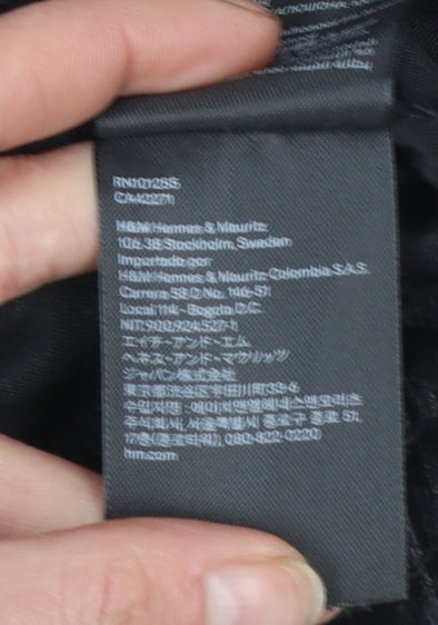 H&M Divided Women Black Velvet Full Zip Hoodie L